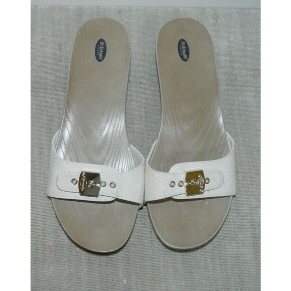 Dr.  Scholls Sandals Shoes Size 10 White Snakeskin‎ Classics Clogs Made In Italy - Picture 2 of 6